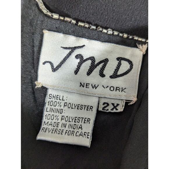 JMD NEW YORK! GORGEOUS BLACK W/IRIDESCENT SILVER BEADING GOWN, DRESS! SZ 2X - Picture 7 of 9